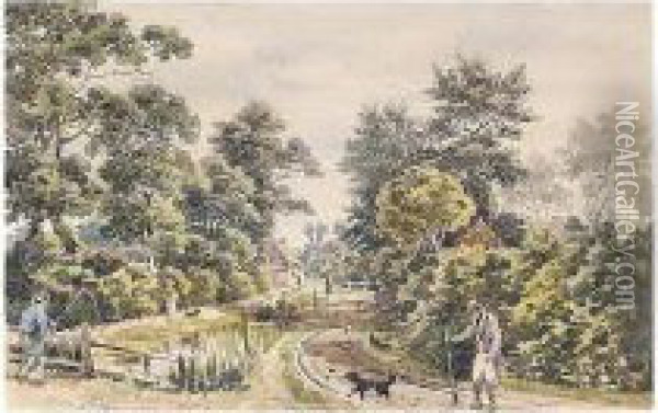 A Group Of Watercolours Taken In Warwickshire, Including Views At Willoughby And Dunchurch Oil Painting - Edward Rudge