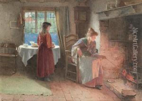 Toast On The Hearth Oil Painting - Carlton Alfred Smith