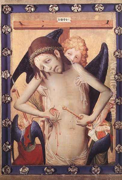 Vir Dolorum (Man of Sorrows) c. 1420 Oil Painting - Master Francke