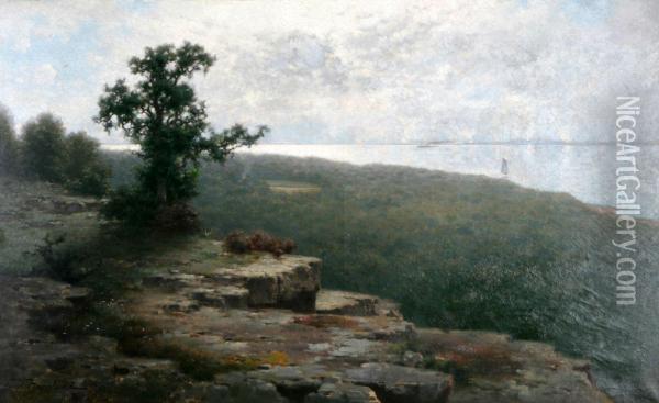 Kustlandskap Med Klipphall Oil Painting - Ferdinand Hernlund