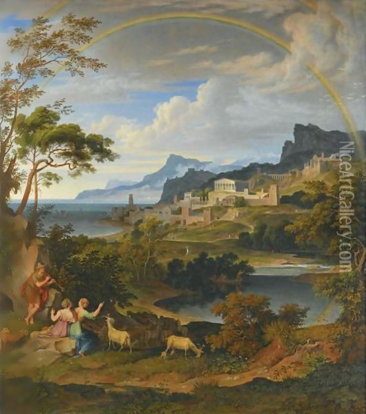 Heroic Landscape With Rainbow Oil Painting - Joseph Anton Koch