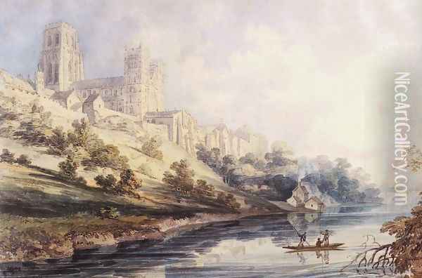 Durham Cathedral and Castle Oil Painting - Thomas Girtin
