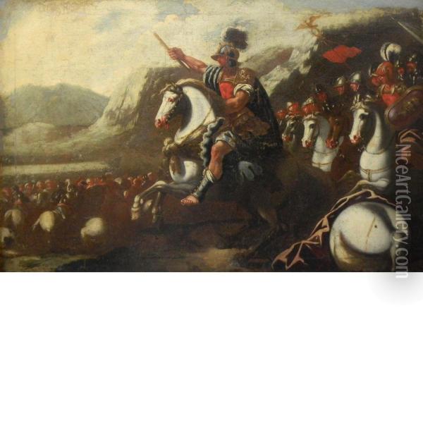 Roman Battle Scene Oil Painting - Guglielmo Cortese Il Borgognone