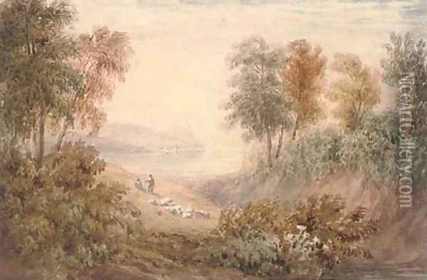 Romantic rural landscapes Oil Painting - English School