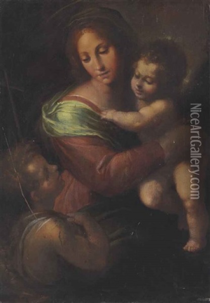 The Madonna And Child With Saint John The Baptist Oil Painting - Giulio Cesare Procaccini