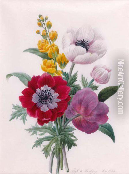 Huit Etudes De Fleurs Oil Painting - Egle Charlotte Leone De Morell D'Aubigny D'Assy