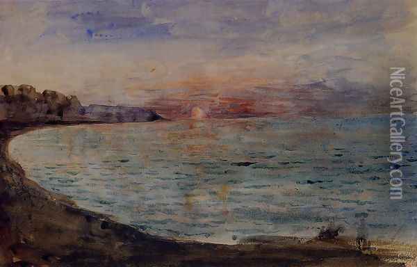 Cliffs near Dieppe Oil Painting - Eugene Delacroix