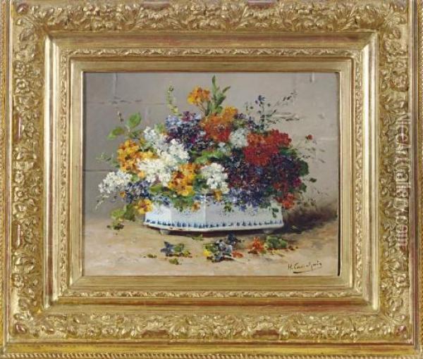 Wild Flowers In A Bough Pot Oil Painting - Eugene Henri Cauchois