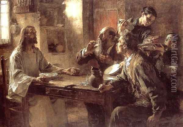 Supper at Emmaus Oil Painting - Leon Augustin Lhermitte