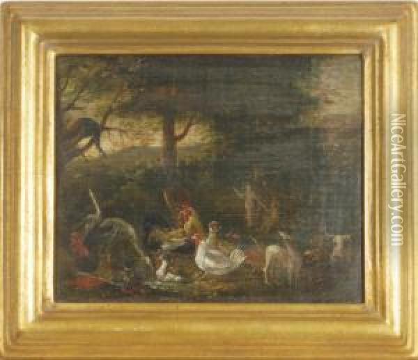 Adam And Eve In The Garden Of Eden Oil Painting - Jan van Kessel
