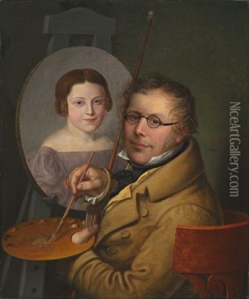Portraet Af Sophie Og Jacob Munch Oil Painting - Jacob Eduard Munch