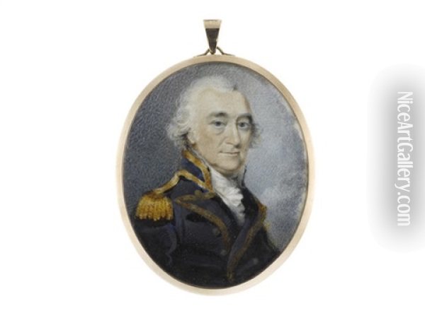 A Naval Officer, Wearing Blue Coat With Facings And Standing Collar Edged With Gold, Gold Epaulette, White Stock And Frilled Chemise Oil Painting - Philip Jean