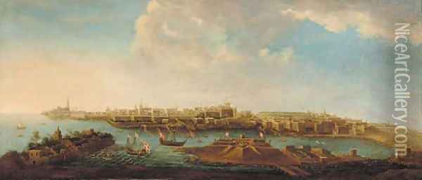 Valletta harbour, Malta Oil Painting - To Alberto Pullicino