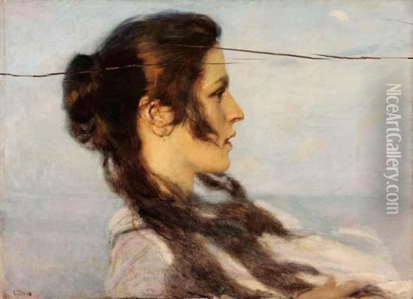 Figura Femminile - 1898 Oil Painting - Ettore Tito