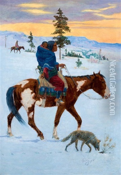 Winter Country Oil Painting - Elling William Gollings
