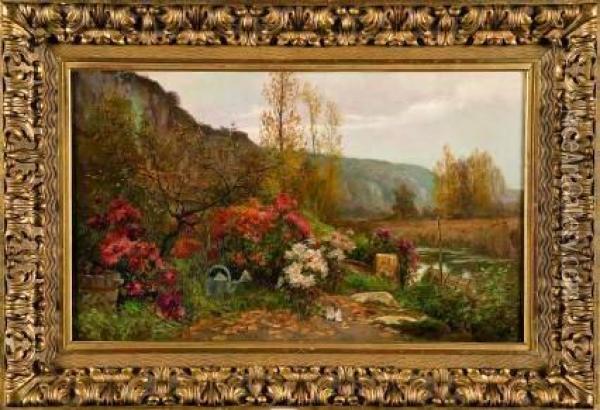 Paysage Aux Fleurs Et Ruisseau Oil Painting - Francois Richard De Montholon