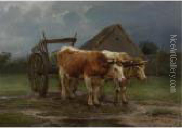 Oxen Pulling A Cart Oil Painting - Rosa Bonheur