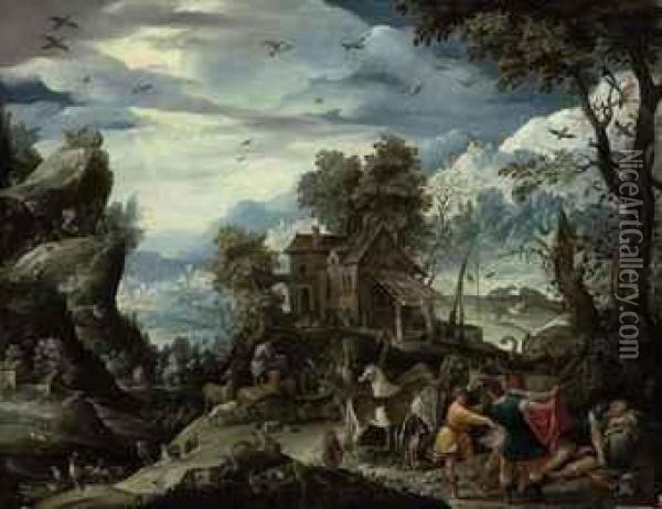 The Drunkeness Of Noah Oil Painting - David The Elder Teniers
