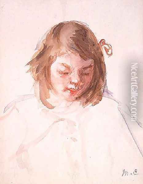 Head of Francoise Looking Down (no.4) Oil Painting - Mary Cassatt