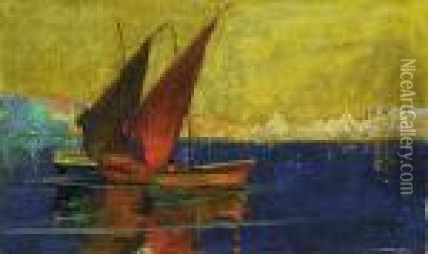 Lodzie W Wenecji Oil Painting - Jan Rubczak