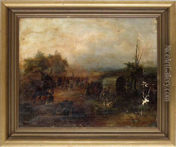 Bataljscen Oil Painting - Theodor Ilich Baikoff