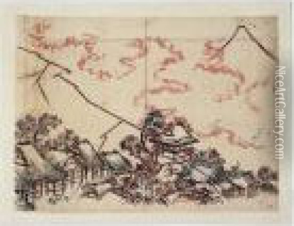 Dessin Preparatoire Pour Les Cent Vues Du Mont Fuji Oil Painting - Katsushika Hokusai