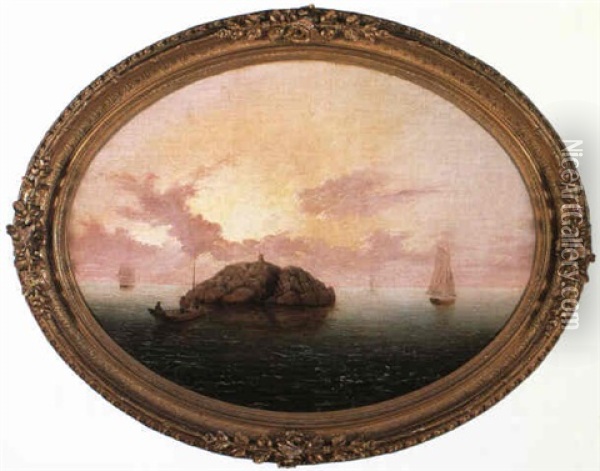 Ships Off Halfway Rock/off Gloucester, Massachusetts Oil Painting - Mary Blood Mellen