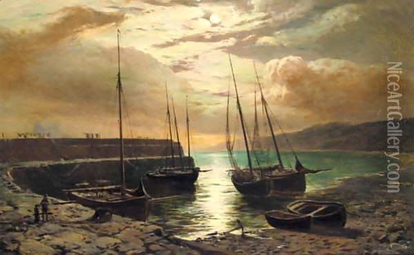 Loch Scavaig, Isle Of Skye, Luna Kissed The Heights Oil Painting - Sidney Richard Percy
