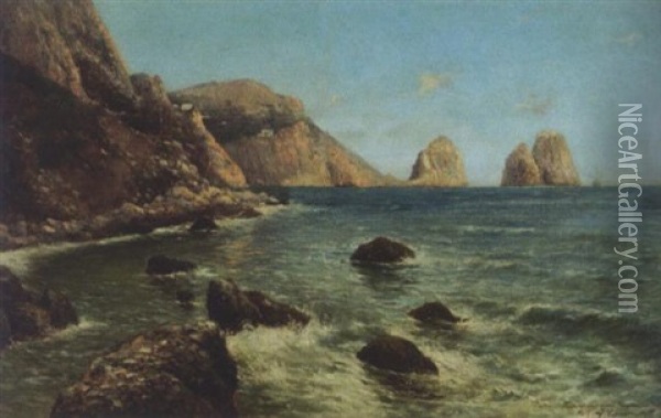 Capri, Punta Del Tragaro Con I Faraglioni Oil Painting - Francesco Capuano