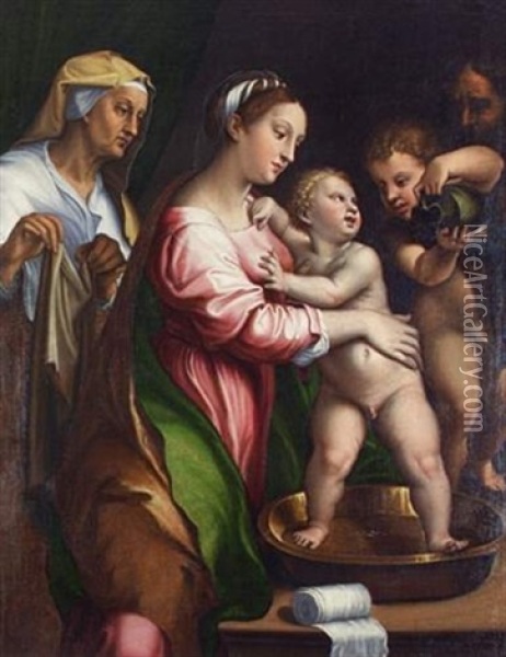 Toilette De L'enfant Jesus Oil Painting - Pier Francesco Di Jacopo Foschi