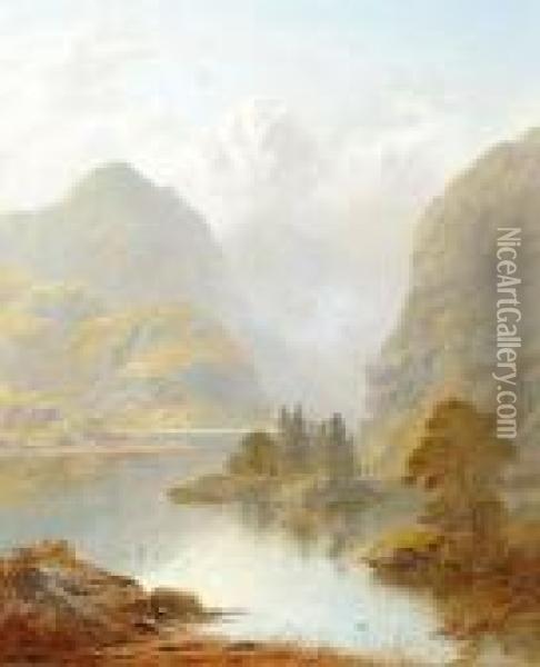 A Scottish Loch 'gb Sticks/1892' (lower Right), And Indistinctly Inscribed On Reverse Oil Painting - George Blackie Sticks