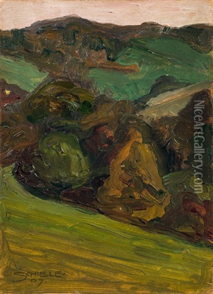 Gegen Den Abendhimmel Oil Painting - Egon Schiele