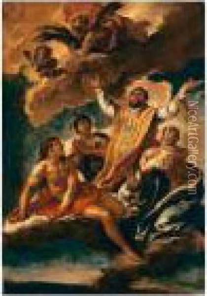Santo Vescovo Riceve La Palma Del Martirio Oil Painting - Pietro Da Cortona (Barrettini)