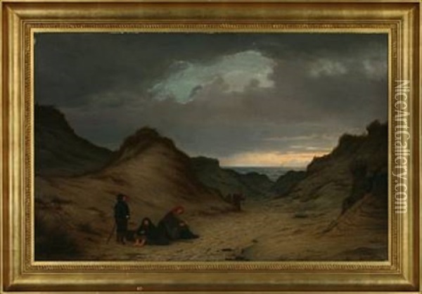 Persons In The Dunes Oil Painting - Peter (Johann P.) Raadsig