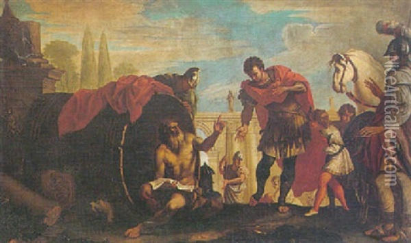 Alexander Appearing Before Diogenes Oil Painting - Sebastiano Ricci