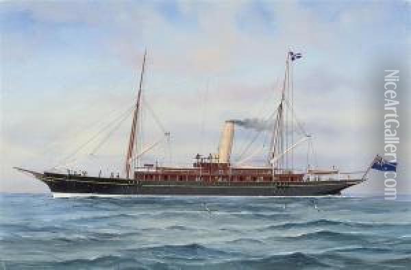 The British Steam Yacht 
Rosabelle Oil Painting - Antonio de Simone