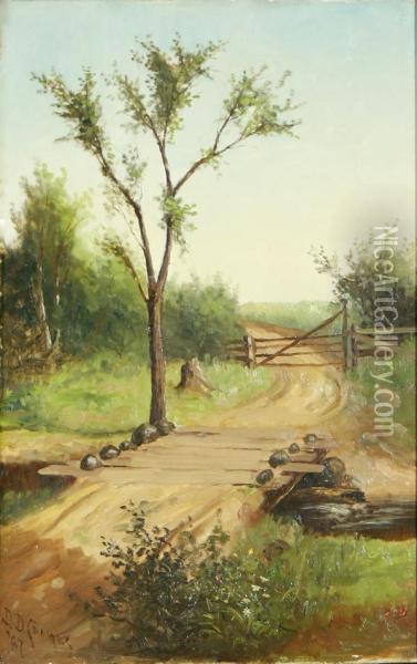 Bridge By The Old Gate Oil Painting - Delbert Dana Coombs