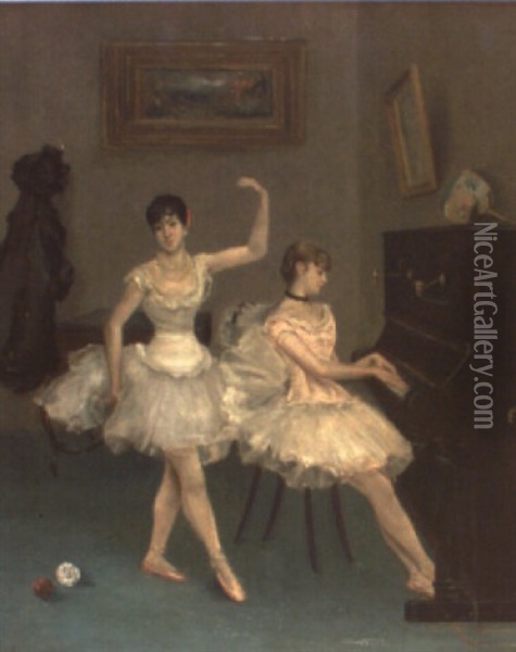 La Leccion De Baile Oil Painting - Raphael De Ochoa y Madrazo