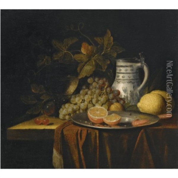 A Still Life With Fruit Oil Painting - Alexander Coosemans