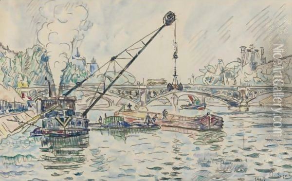 Le Pont Du Carrousel Oil Painting - Paul Signac