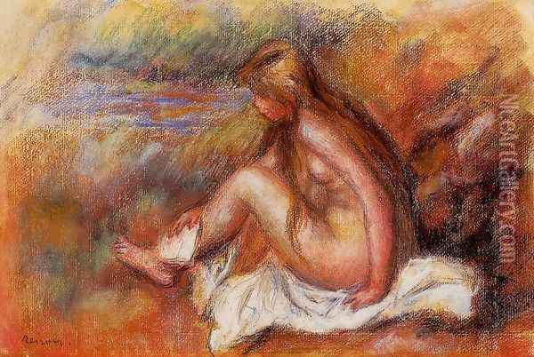 Bather Seated By The Sea Oil Painting - Pierre Auguste Renoir