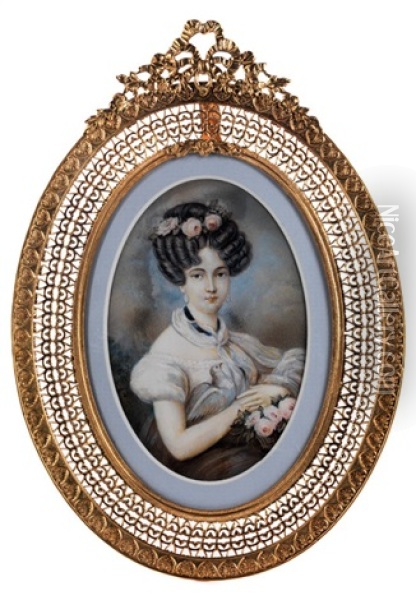 Damenportrait Oil Painting - Johann Nepomuk Ender