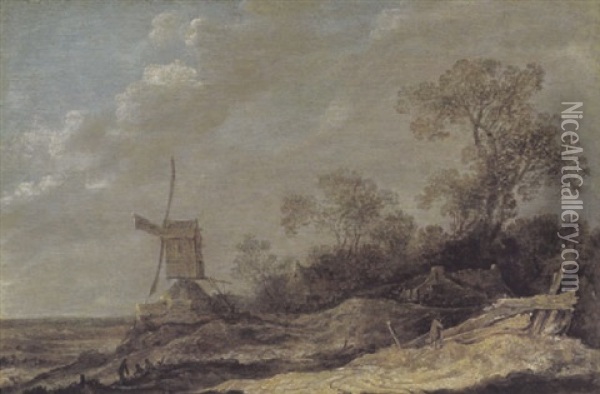Hollandische Dunenlandschaft Mit Windmuhle Oil Painting - Pieter De Molijn