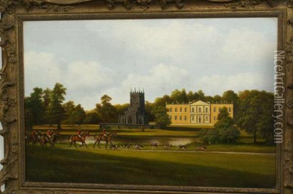 Staunton Harold Hall With The Hunt Oil Painting - John Moyer Heathcote
