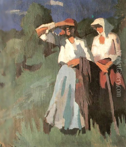 Looking into the Distance 1929 Oil Painting - Odon Marffy