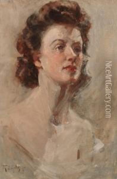 Portrait Of A Lady Oil Painting - Thomas Cooper Gotch