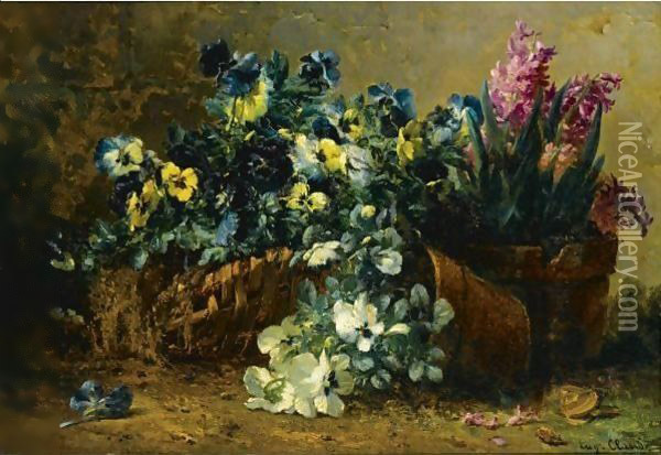 A Still Life With Hyacinths And Violets Oil Painting - Eugene Claude