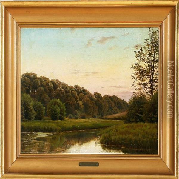 Summer Eveninglandscape Oil Painting - Peder Mork Monsted