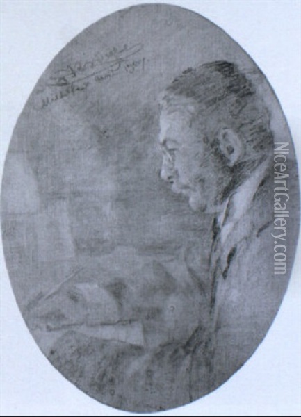 Portraet Af En Skrivende Mand Oil Painting - Peder Severin Kroyer
