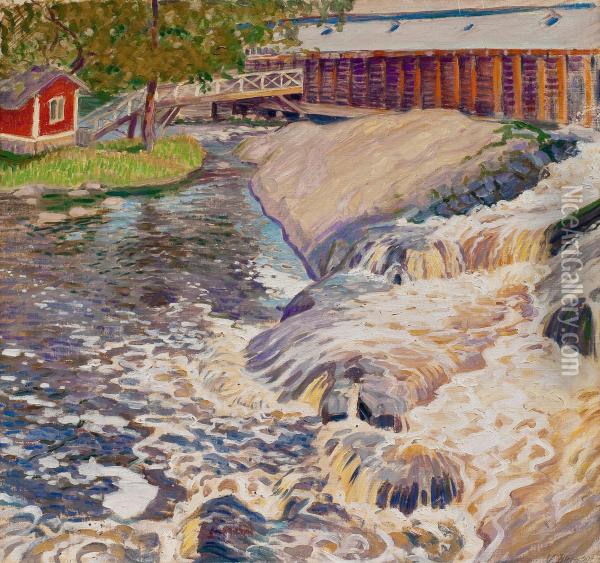 Rapids In Noormarkku Oil Painting - Vaino Blomstedt